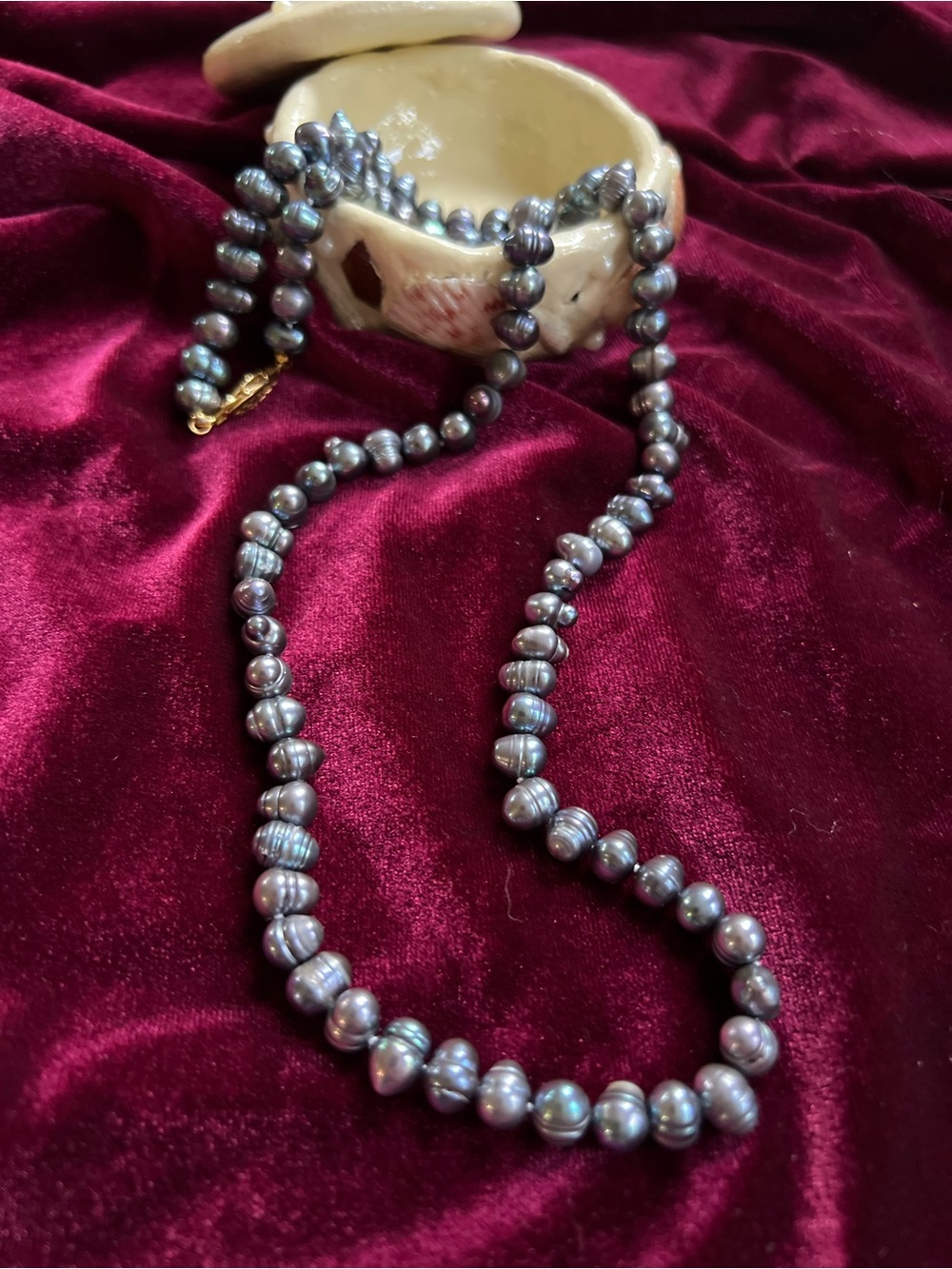 VTG Genuine Baroque Cultured Peacock Pearl Necklace 7-8mm Minimalist Bohemian